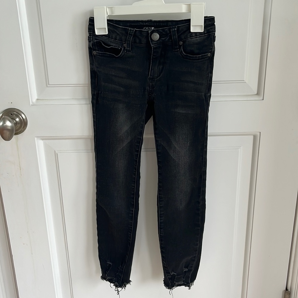 Girls Joes Jeans Stretch  SZ 8 Raw Hem Adjustable waist distressed black color